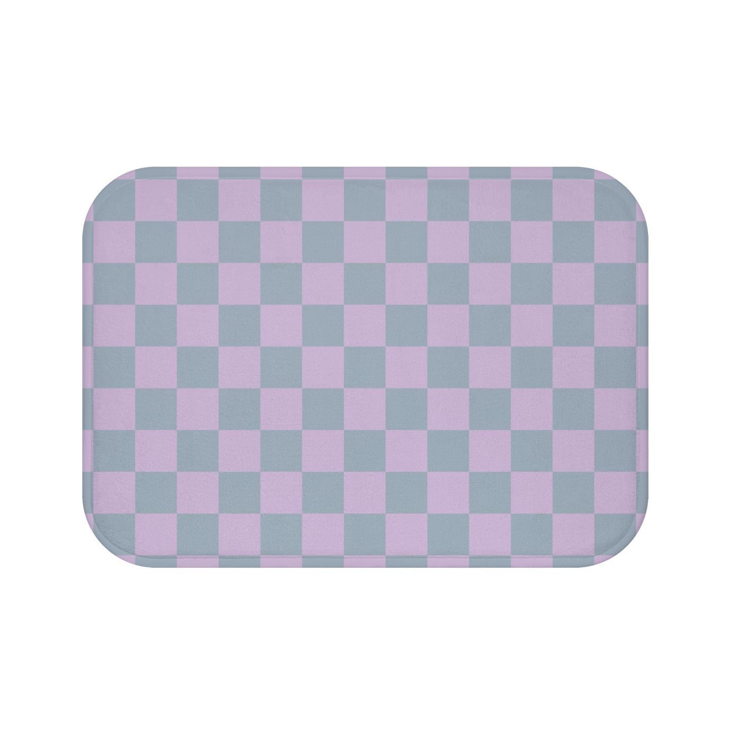 Light Blue & Lavender Checkered Bath Mat