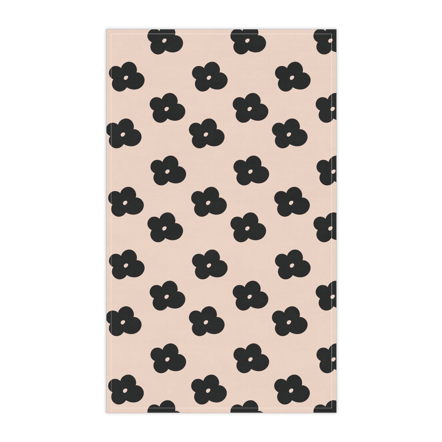 Black & Beige Flowers Cloth