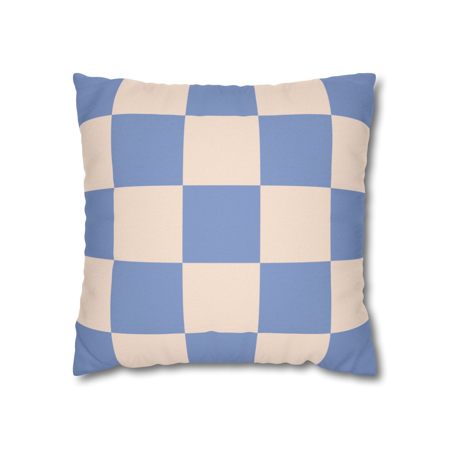 Blue & Beige Checkered Square Pillow Cover