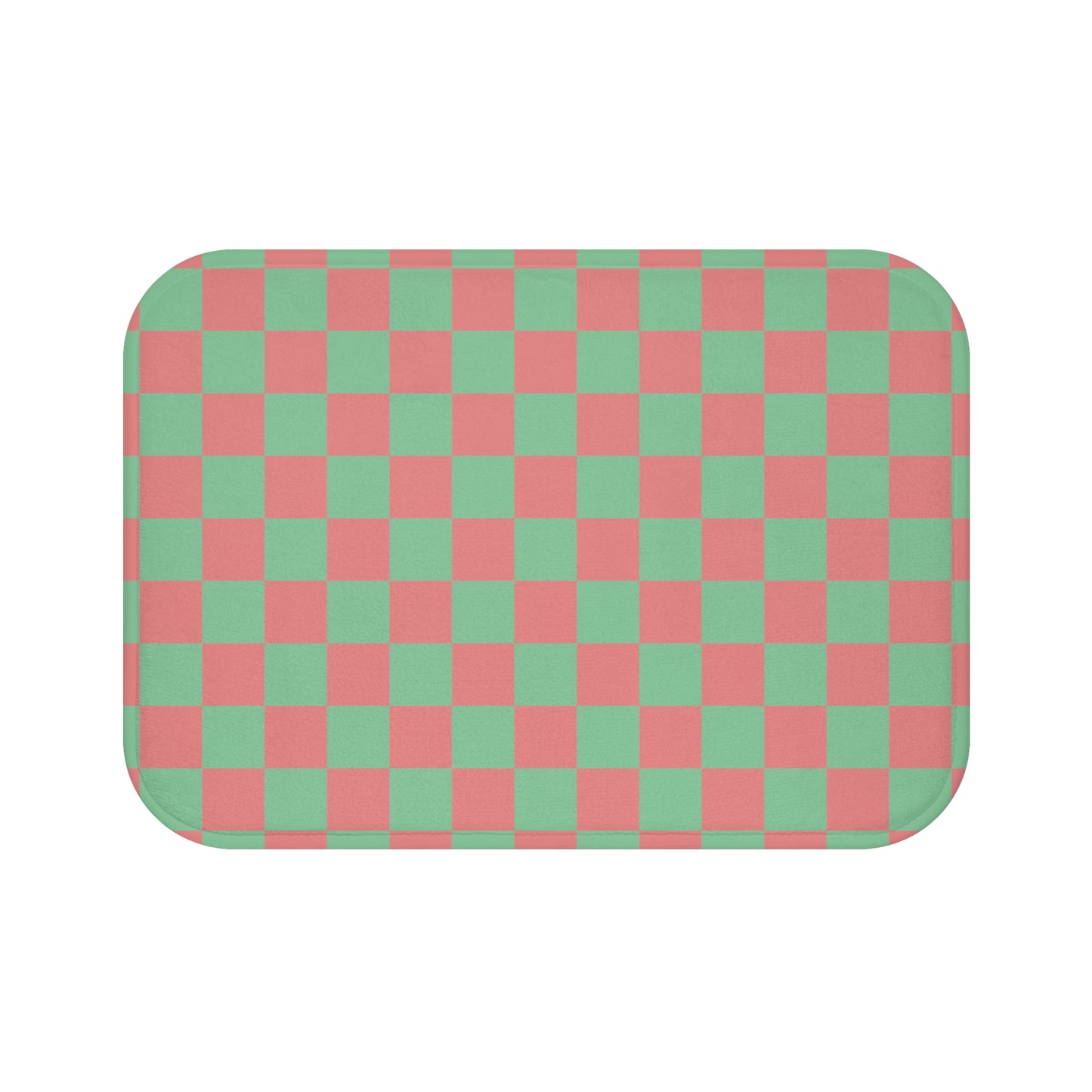 Green & Pink Checkered Bath Mat