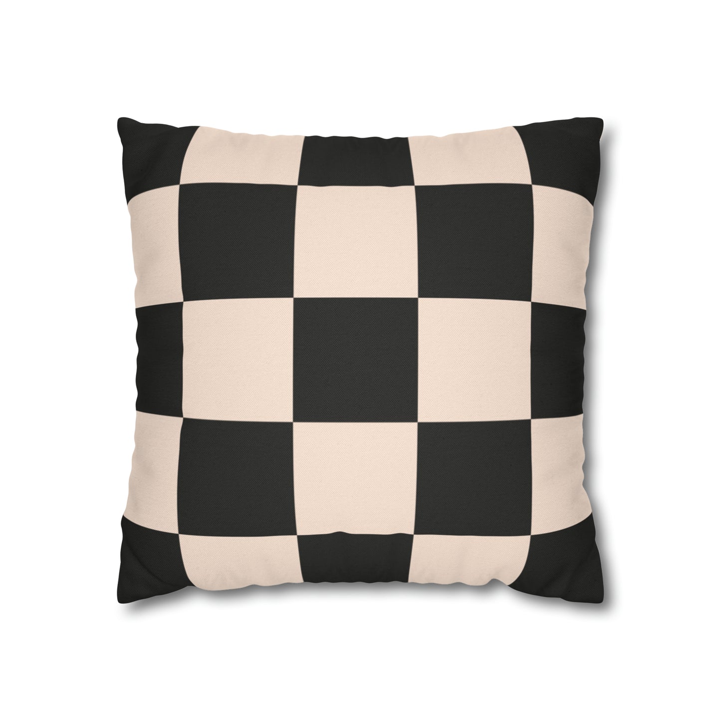 Beige & Black Checkered Square Pillow Cover