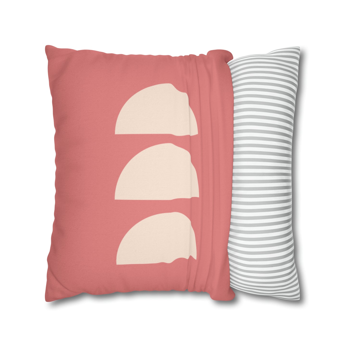 Pink & Beige Moons Square Pillow Cover