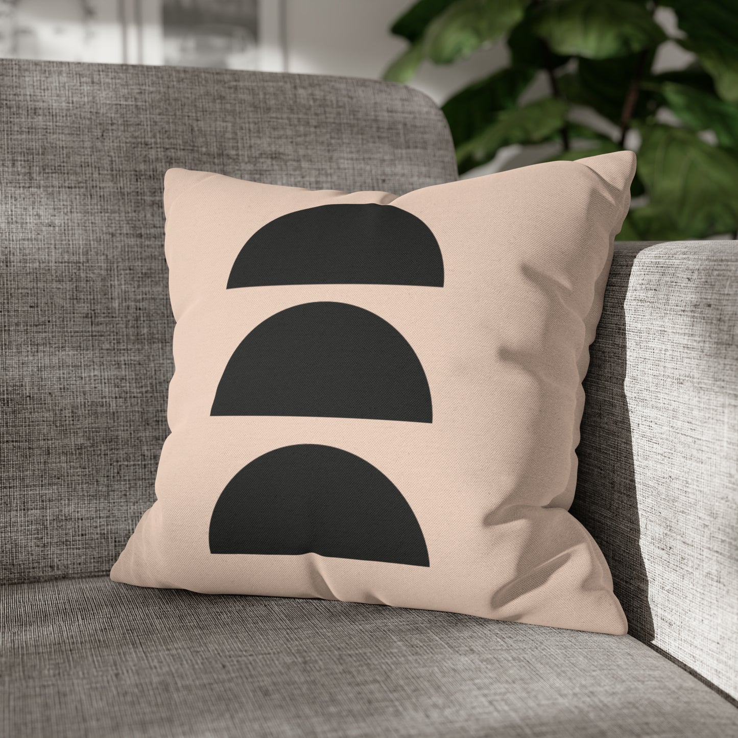 Beige & Black Moons Square Pillow Cover