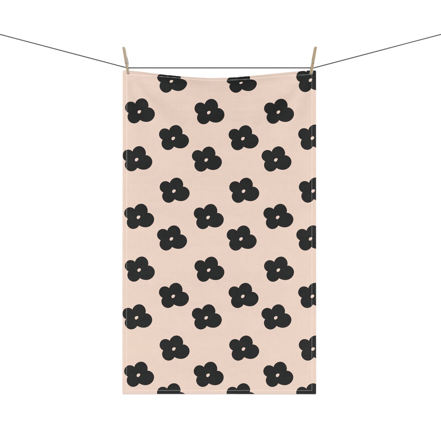 Black & Beige Flowers Cloth