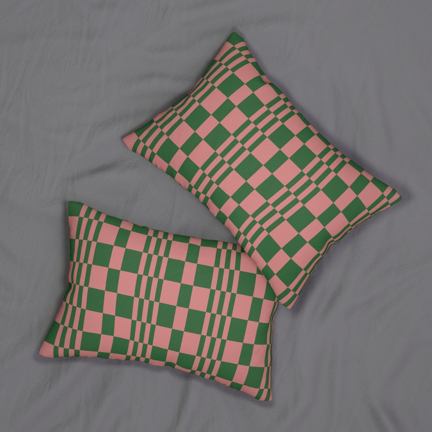 Pink & Green Patterned Lumbar Pillow