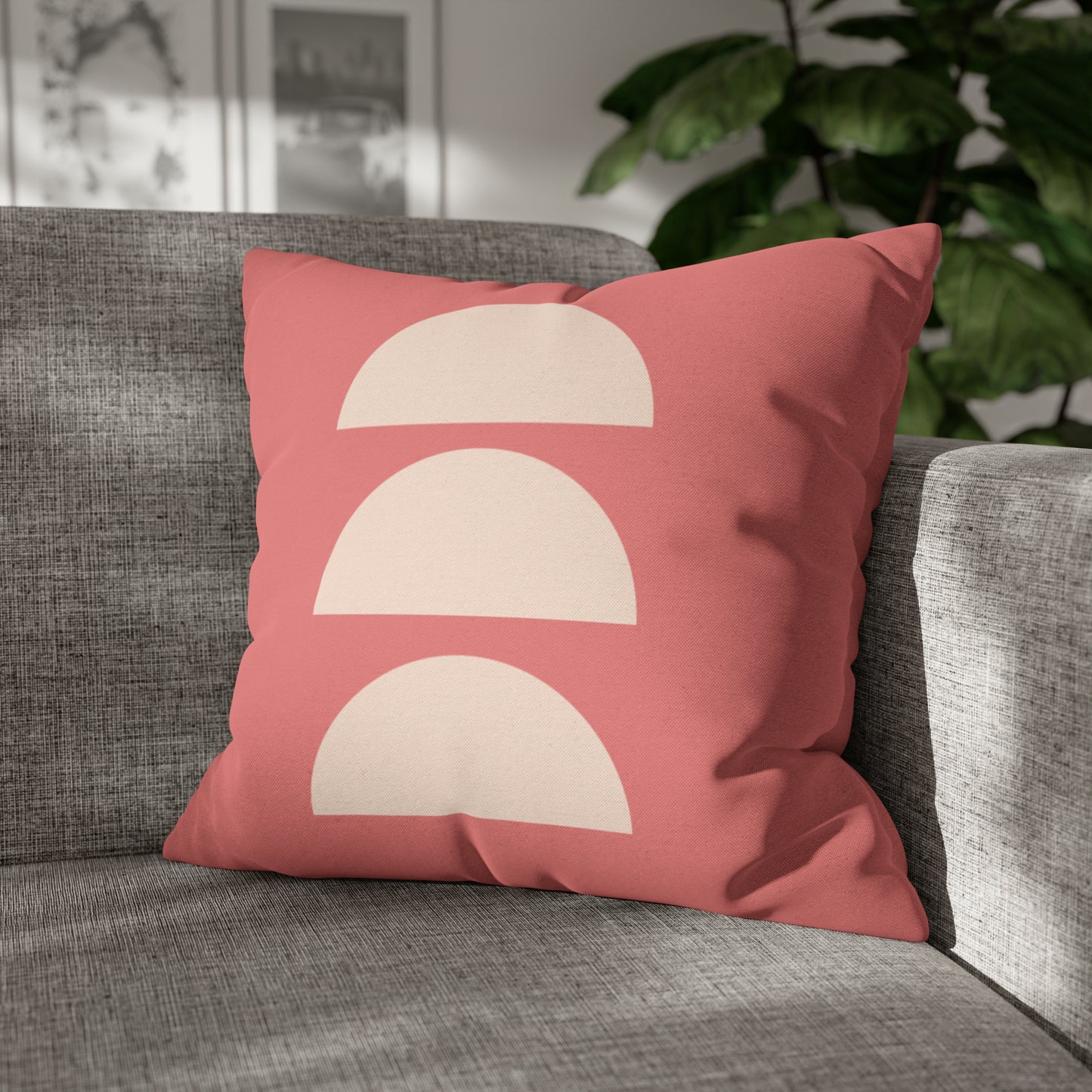 Pink & Beige Moons Square Pillow Cover