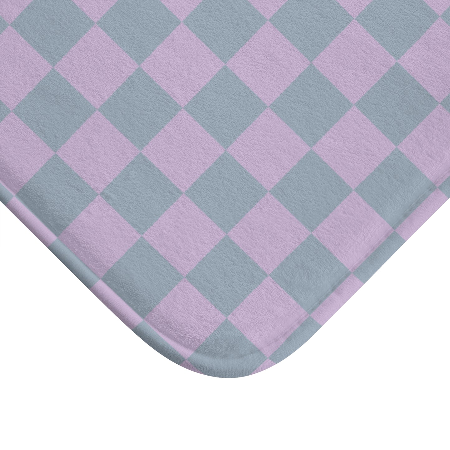 Light Blue & Lavender Checkered Bath Mat