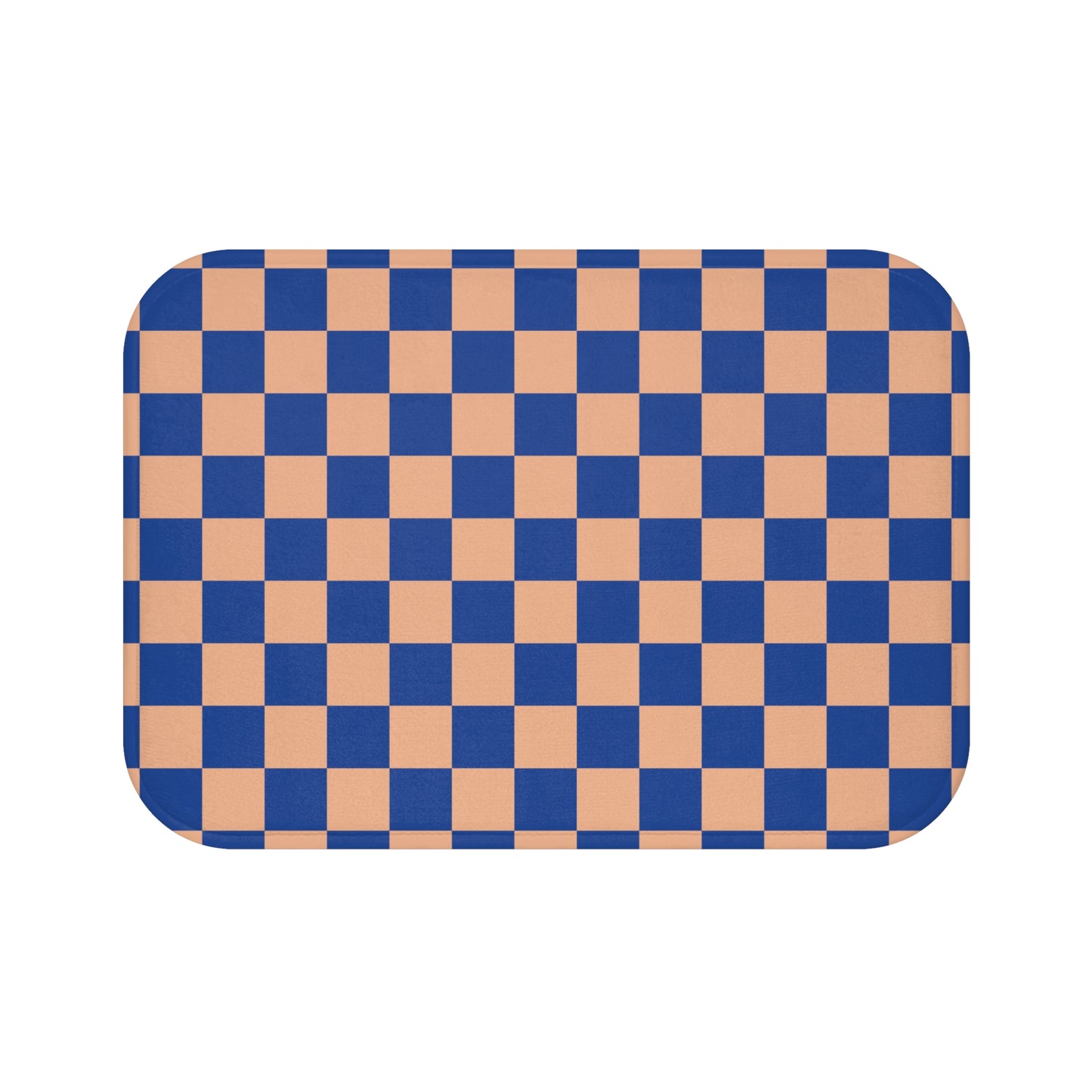 Blue & Orange Checkered Bath Mat