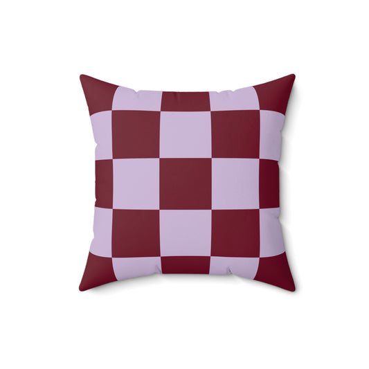 Lavender & Red Checkered Square Pillow