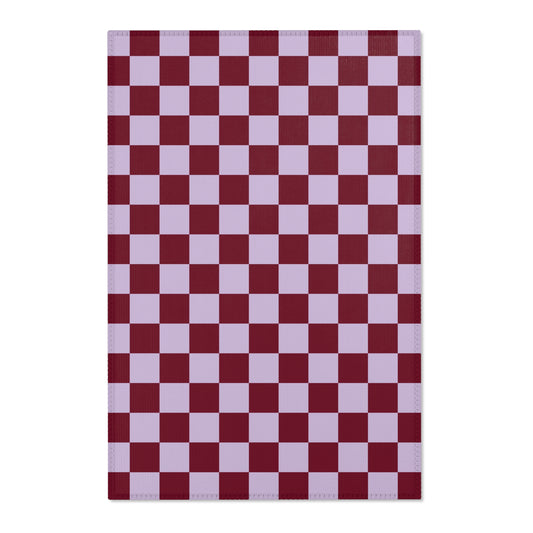 Lavender & Red Checkered Rug