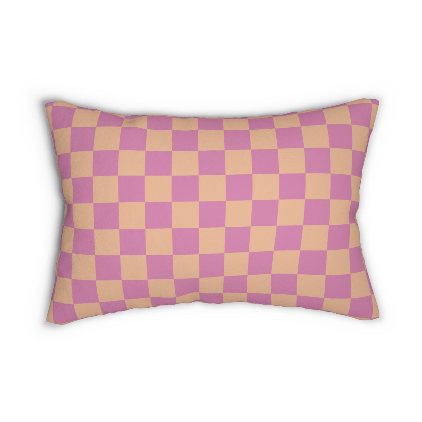 Orange & Pink Checkered Lumbar Pillow