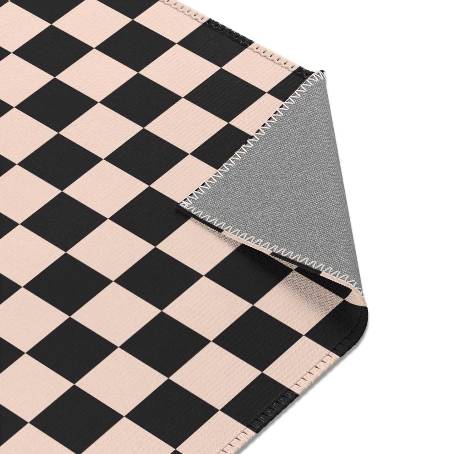 Black & Beige Checkered Rug