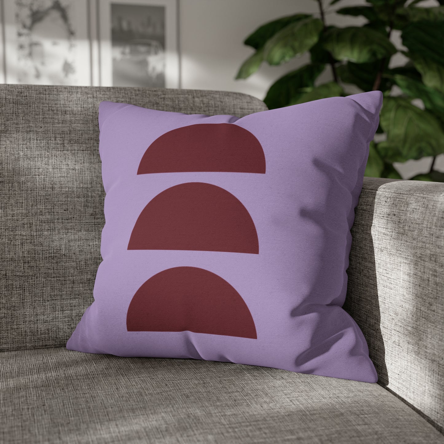 Lavender & Red Moons Square Pillow Cover