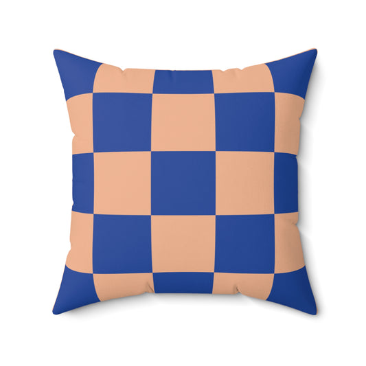 Orange & Blue Checkered Square Pillow