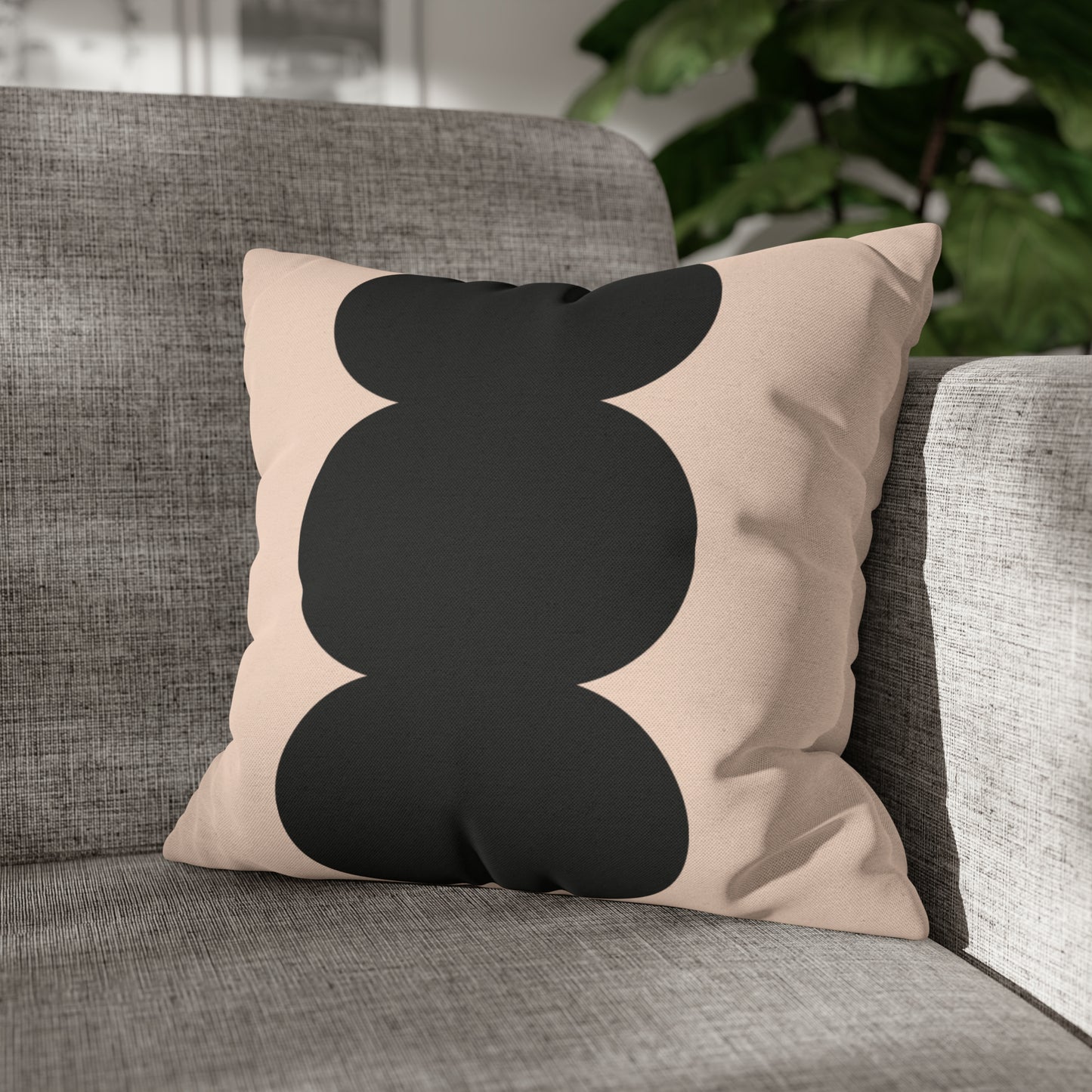 Beige & Black Square Pillow Cover