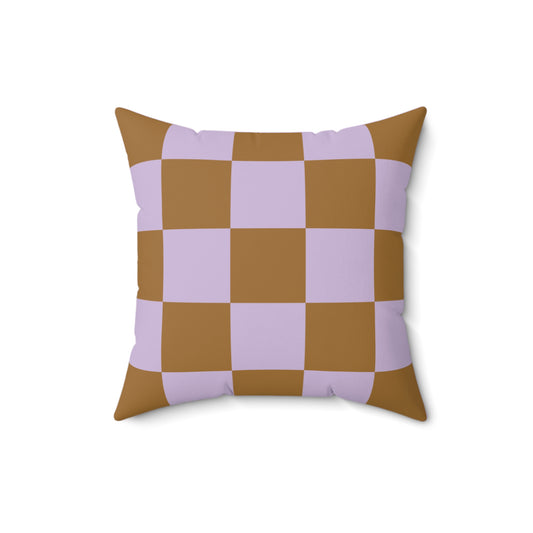 Lavender & Brown Checkered Square Pillow