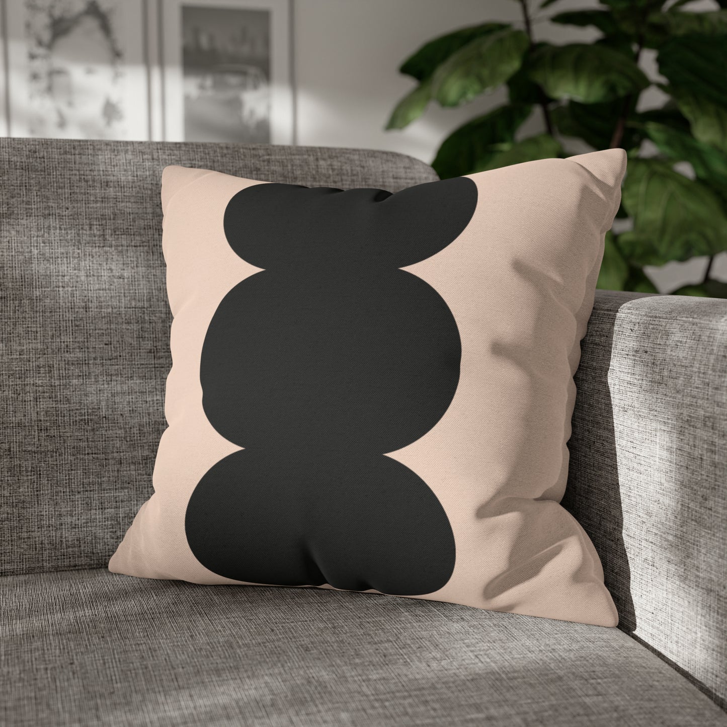 Beige & Black Square Pillow Cover