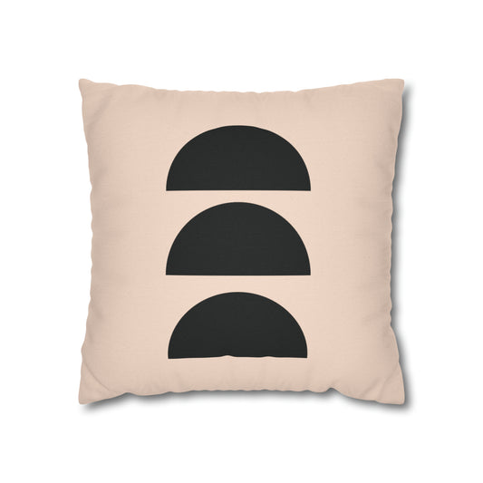 Beige & Black Moons Square Pillow Cover