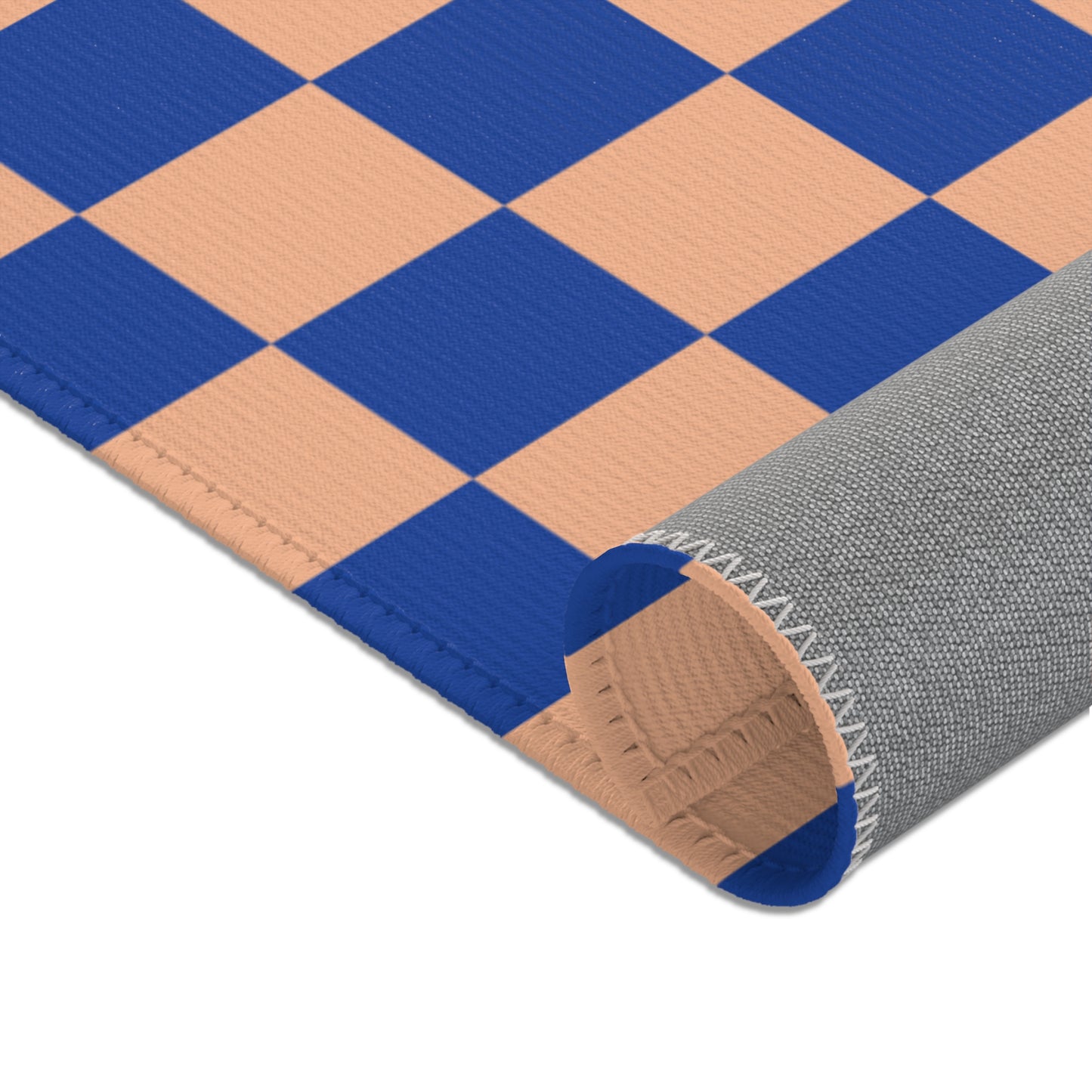 Orange & Blue Checkered Rug