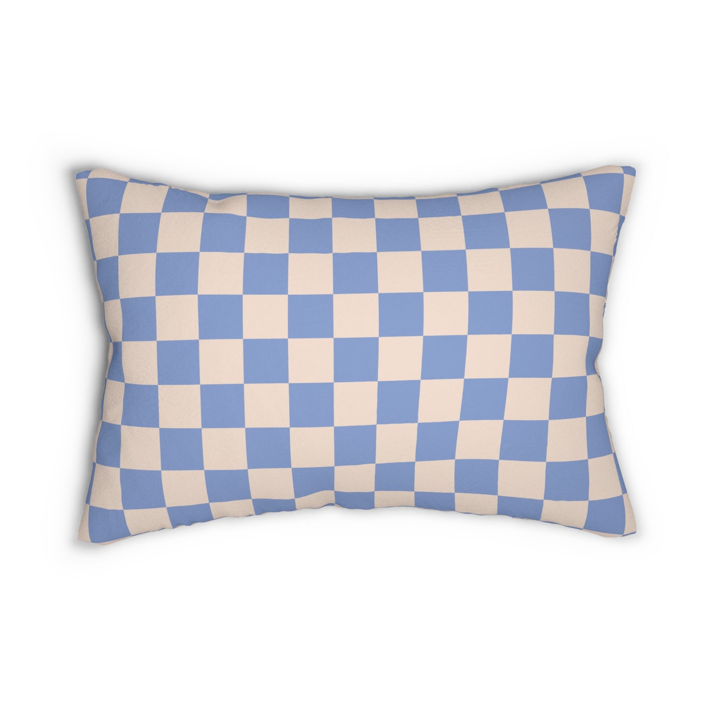 Blue & Beige Checkered Lumbar Pillow