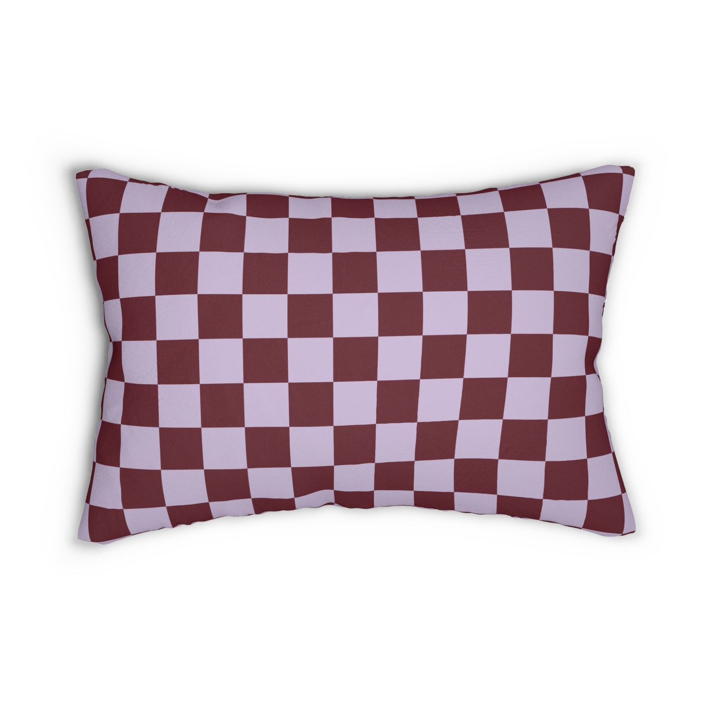 Red & Lavender Checkered Lumbar Pillow