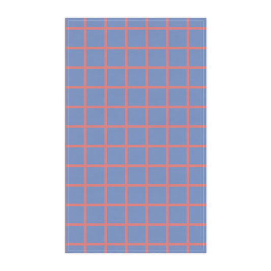 Blue & Coral Grid Cloth