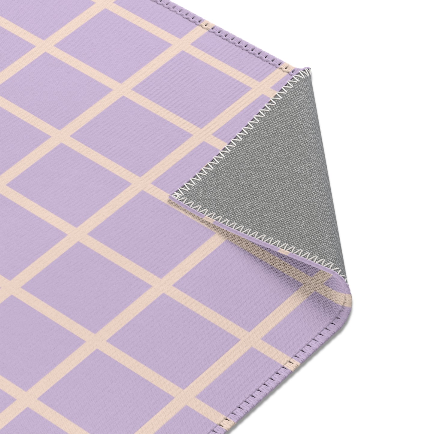 Lavender & Beige Grid Rug