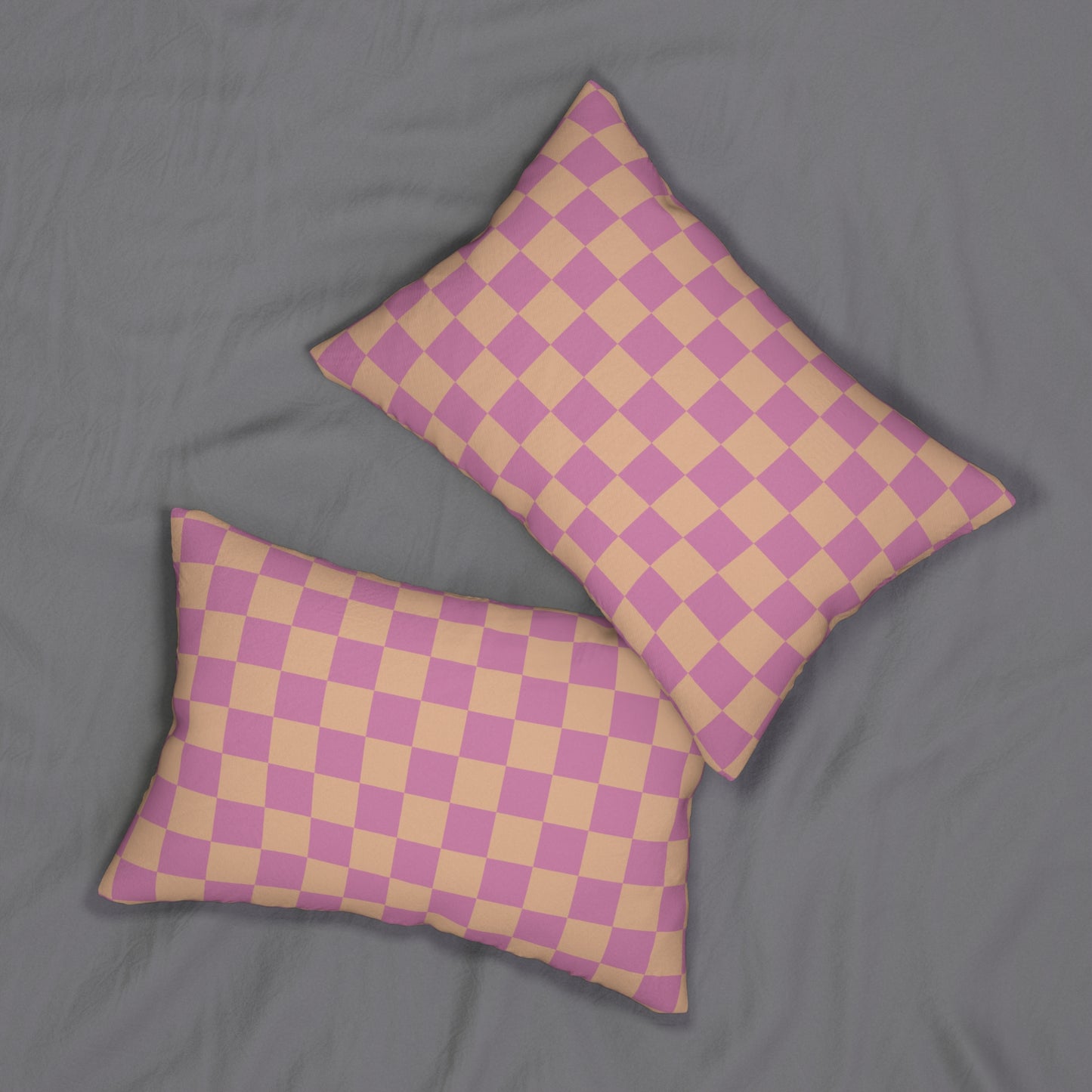 Orange & Pink Checkered Lumbar Pillow