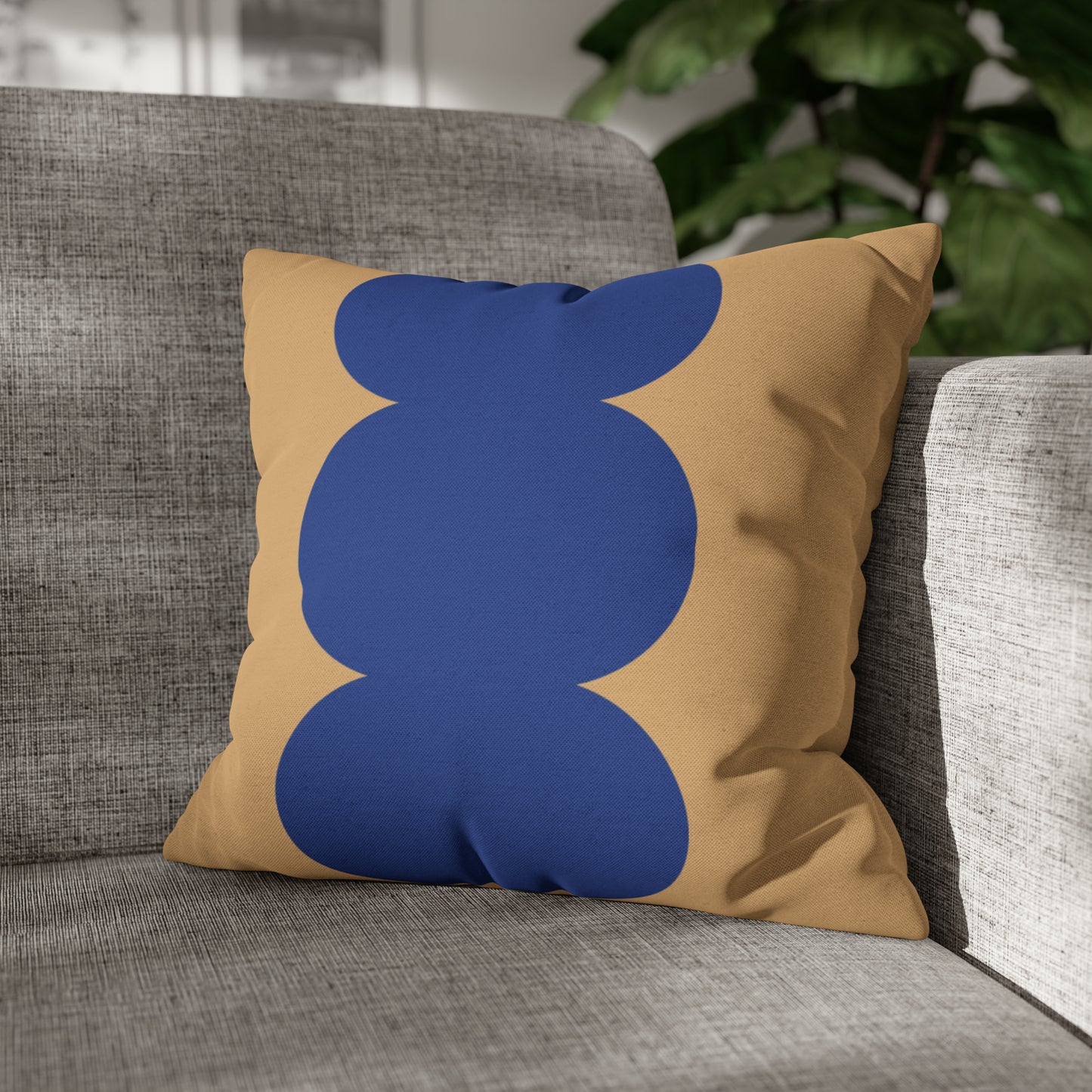 Sand & Blue Square Pillow Cover