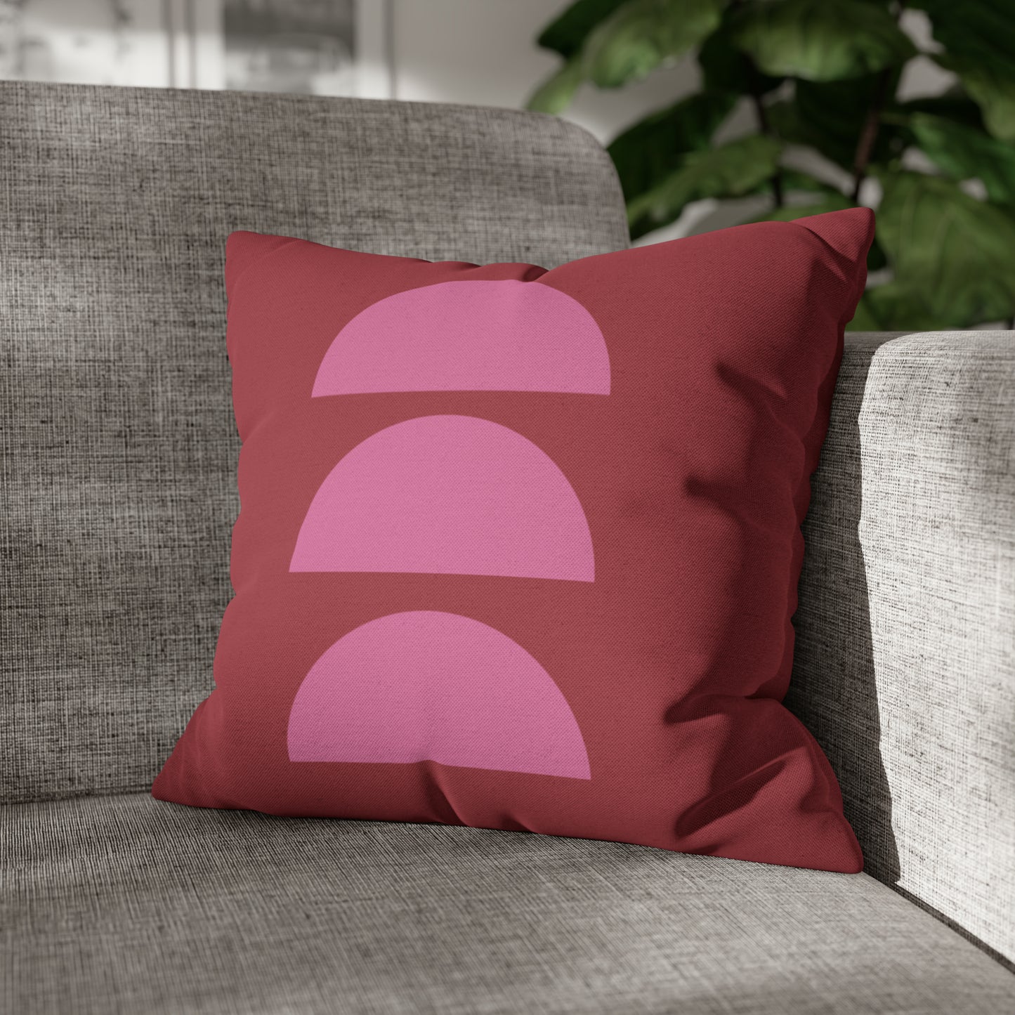 Red & Pink Moons Square Pillow Cover