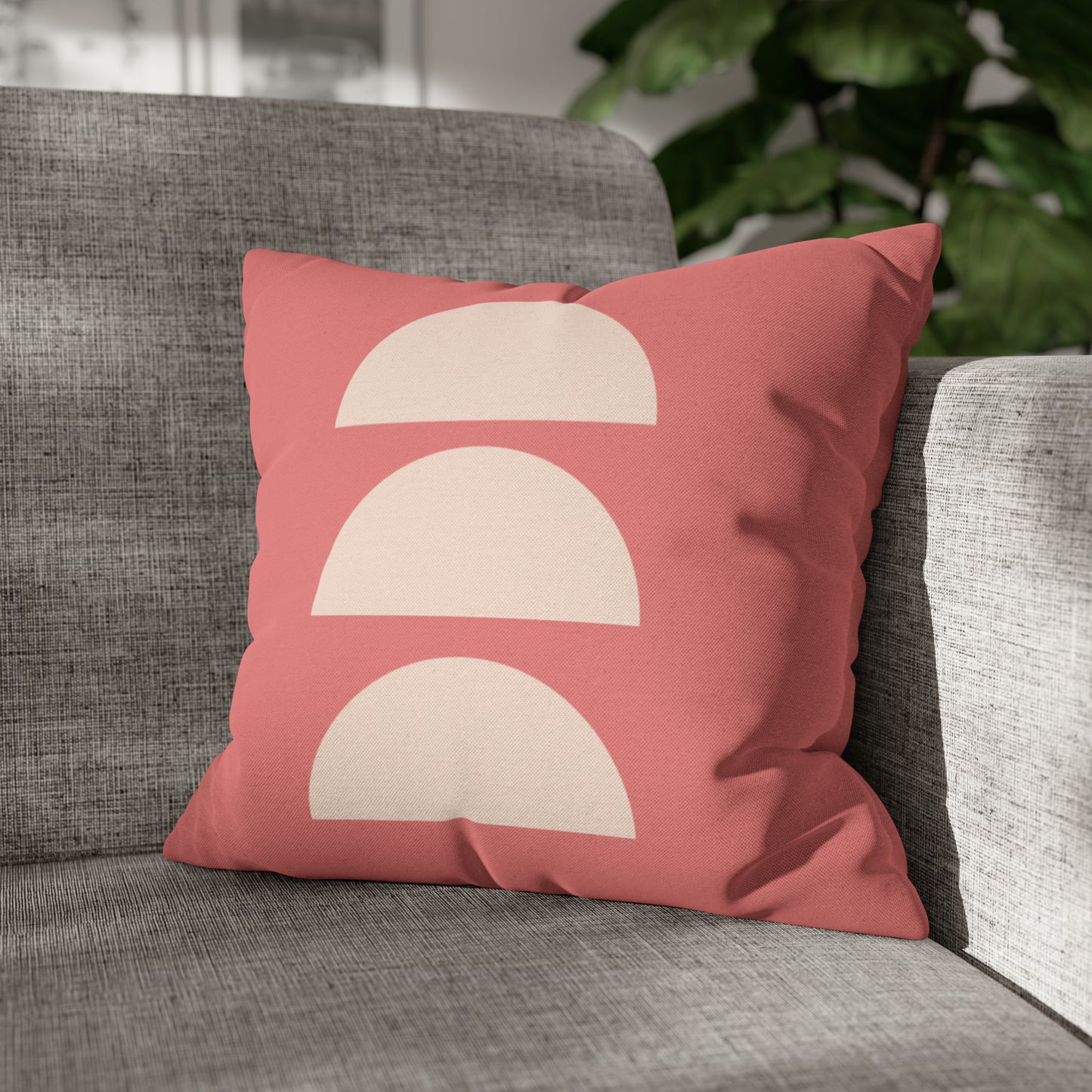 Pink & Beige Moons Square Pillow Cover