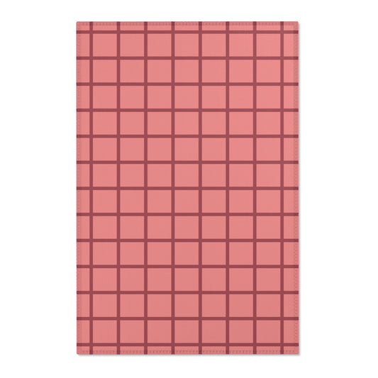 Coral & Red Grid Rug