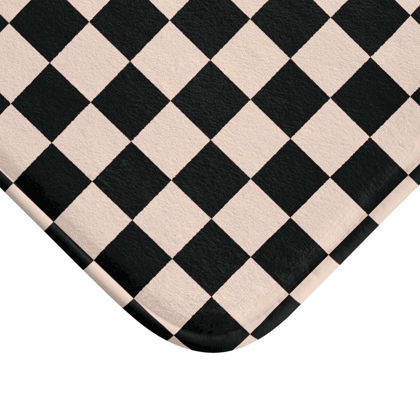 Black & Beige Checkered Bath Mat