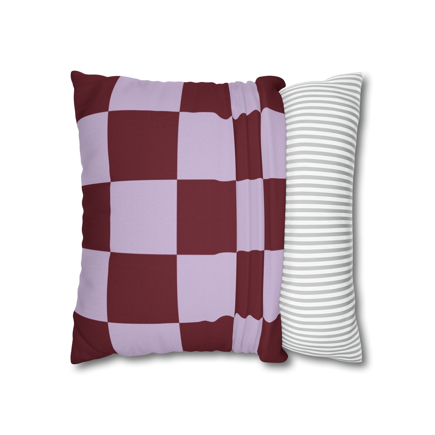 Lavender & Red Checkered Square Pillow Cover