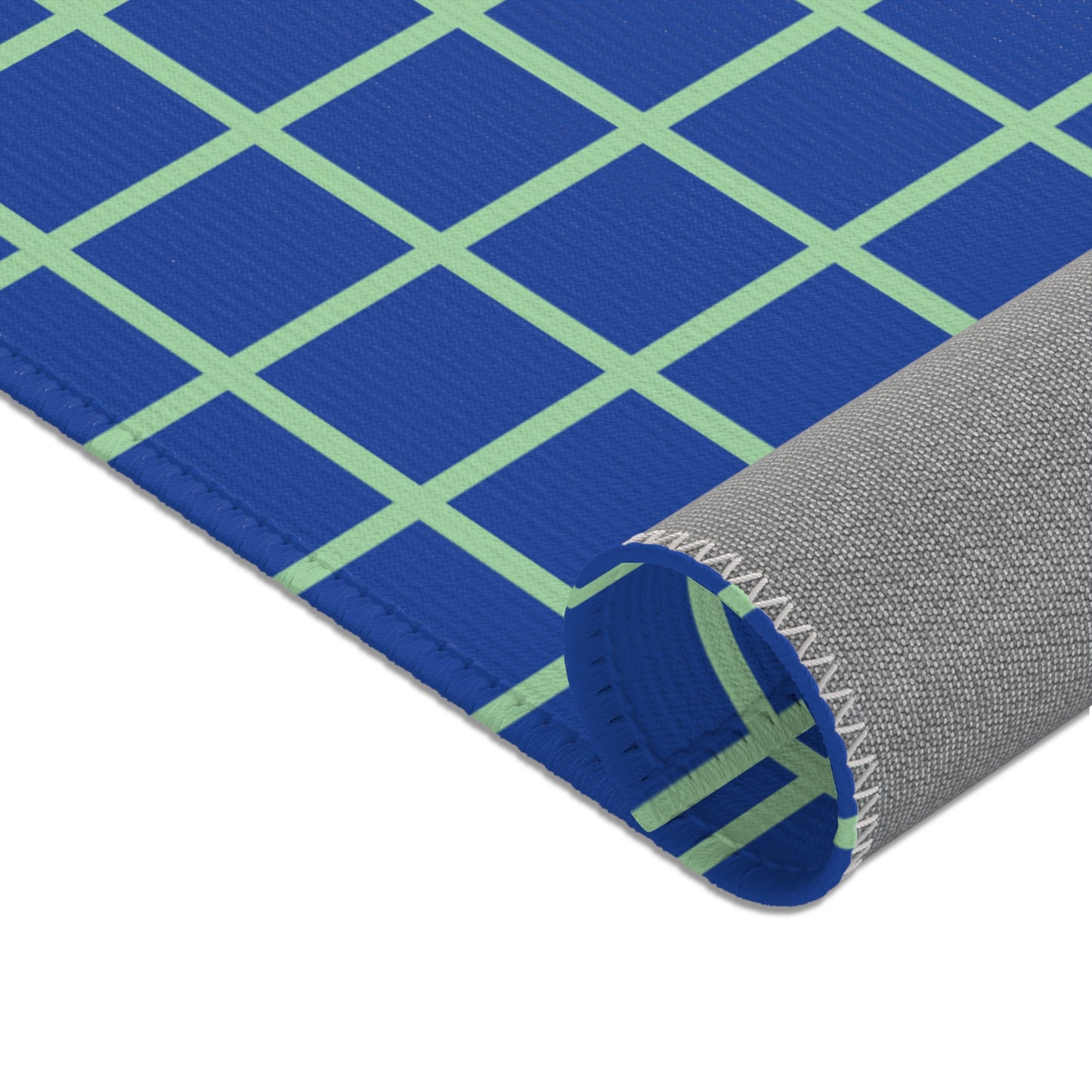 Blue & Green Grid Rug