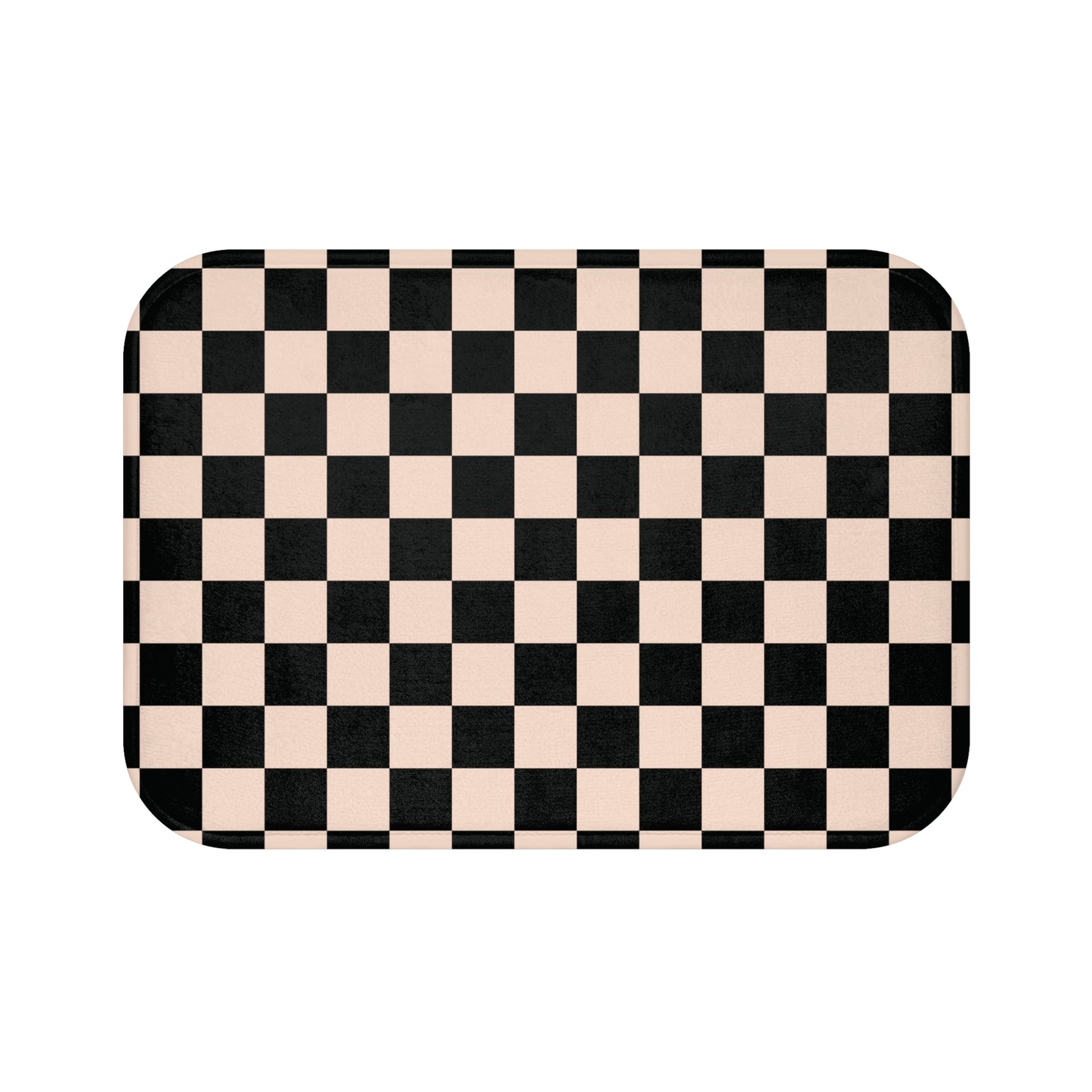 Black & Beige Checkered Bath Mat