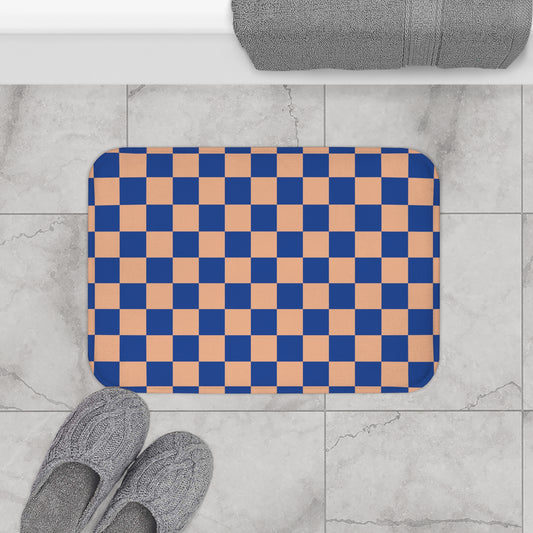 Blue & Orange Checkered Bath Mat