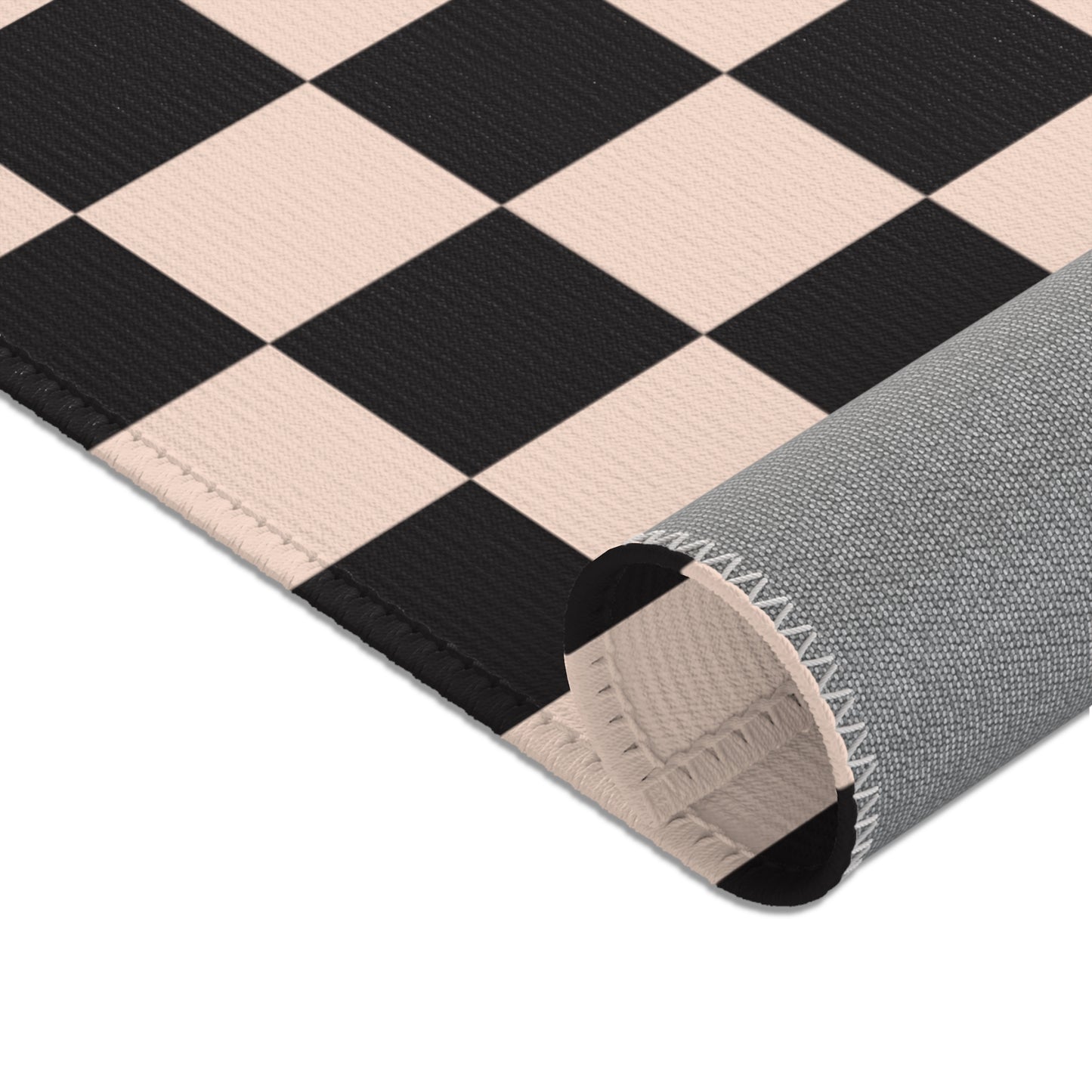 Black & Beige Checkered Rug