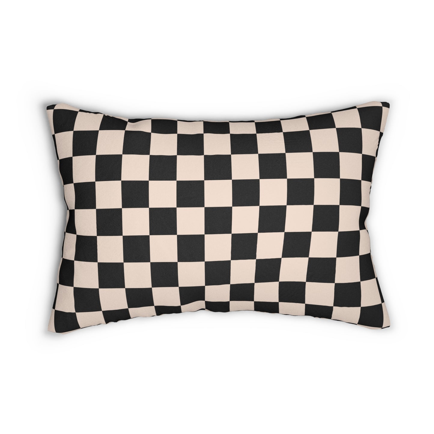 Black & Beige Checkered Lumbar Pillow