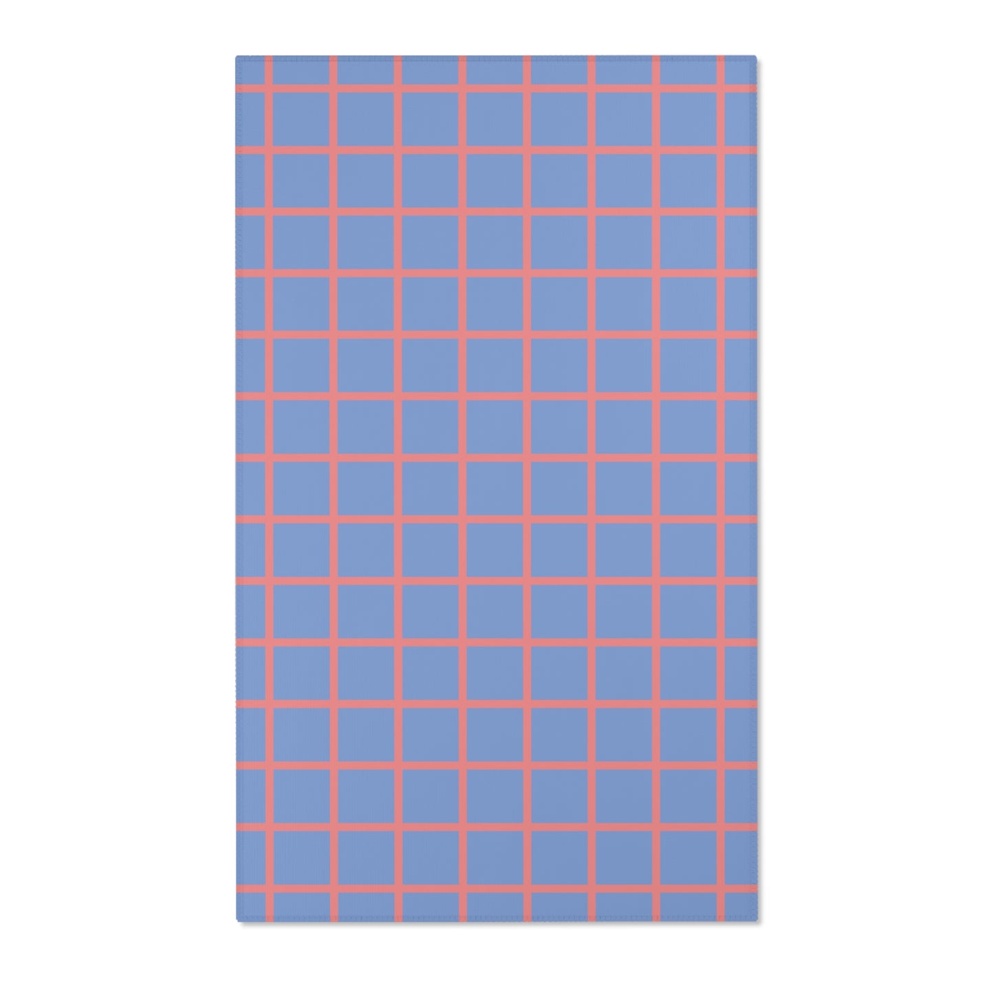 Blue & Coral Grid Rug