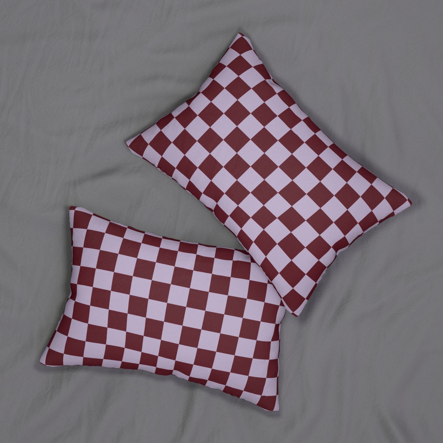 Red & Lavender Checkered Lumbar Pillow