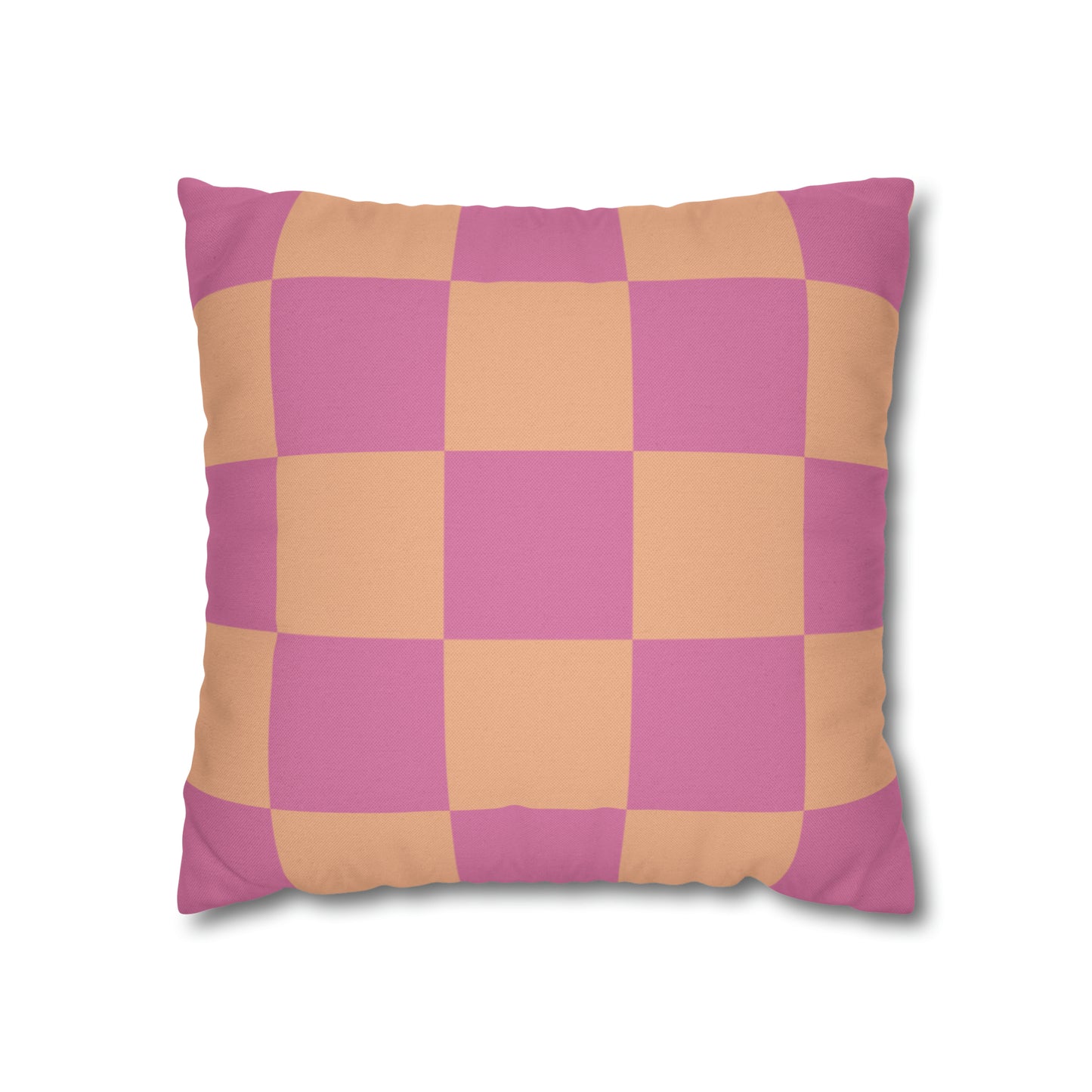 Orange & Pink Checkered Square Pillow Cover