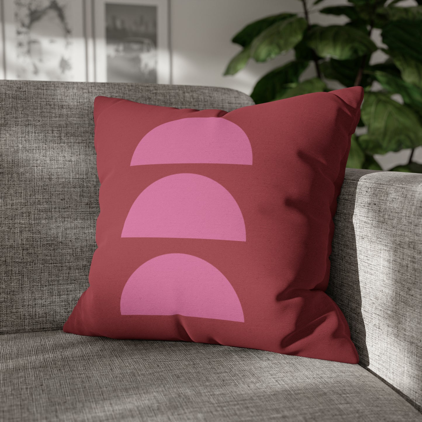 Red & Pink Moons Square Pillow Cover