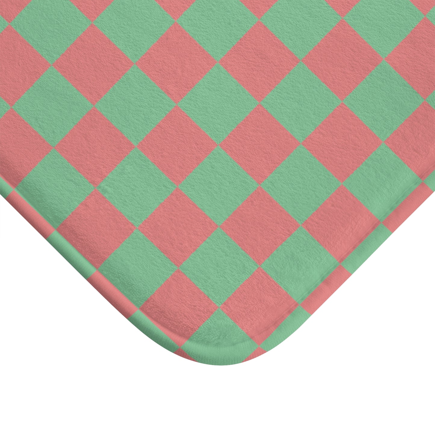 Green & Pink Checkered Bath Mat