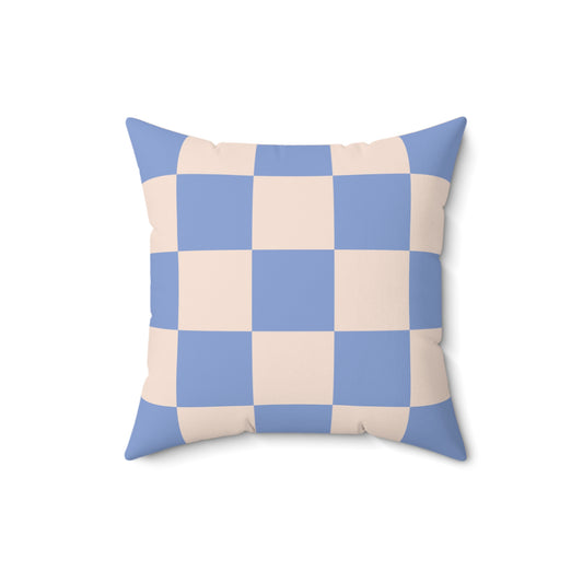 Blue & Beige Checkered Square Pillow