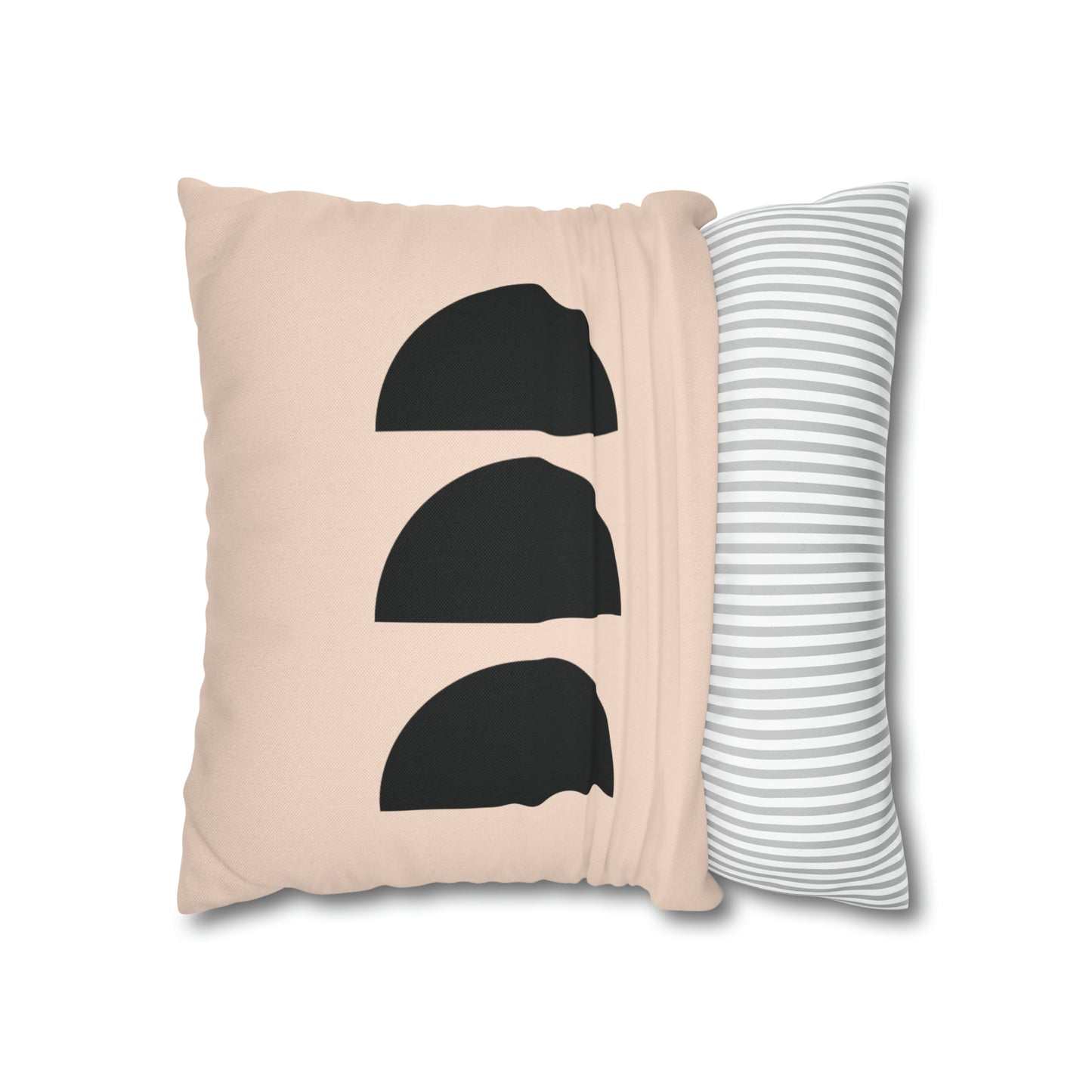 Beige & Black Moons Square Pillow Cover