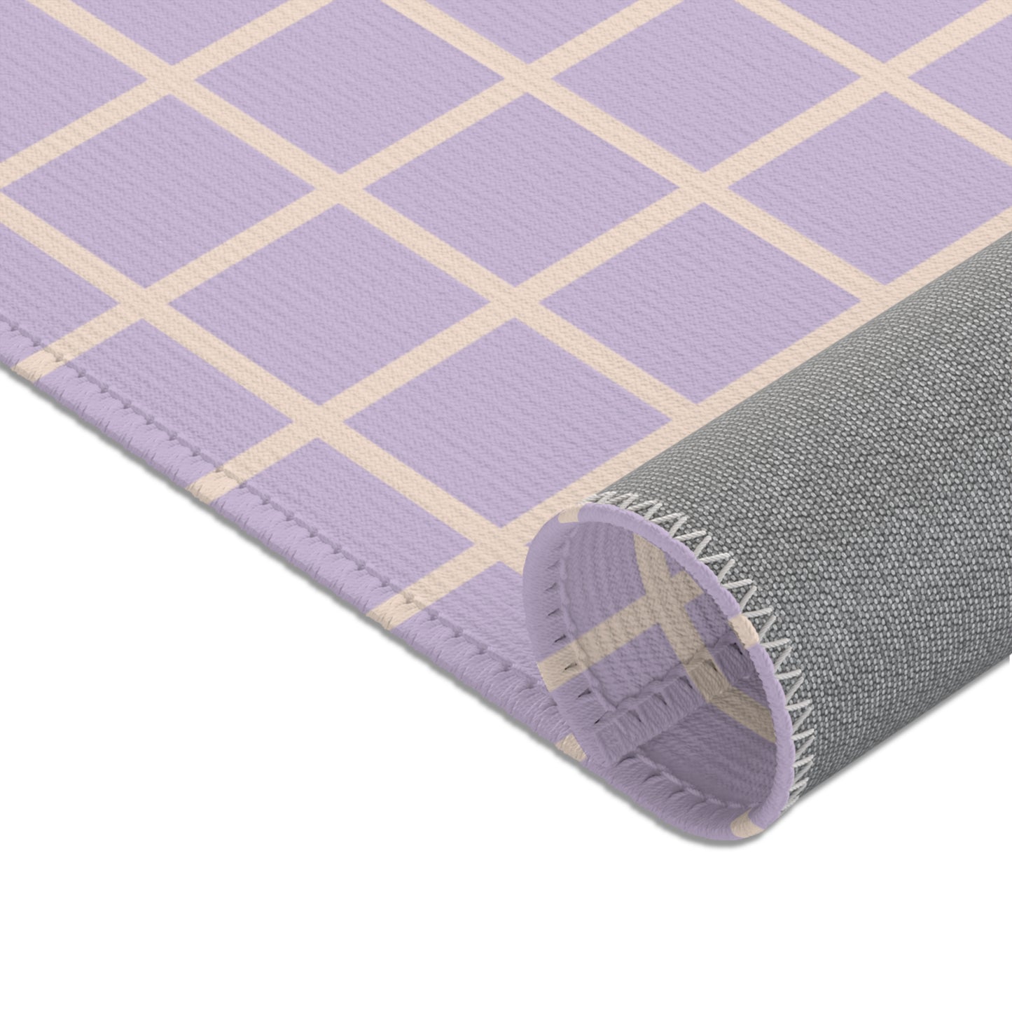 Lavender & Beige Grid Rug